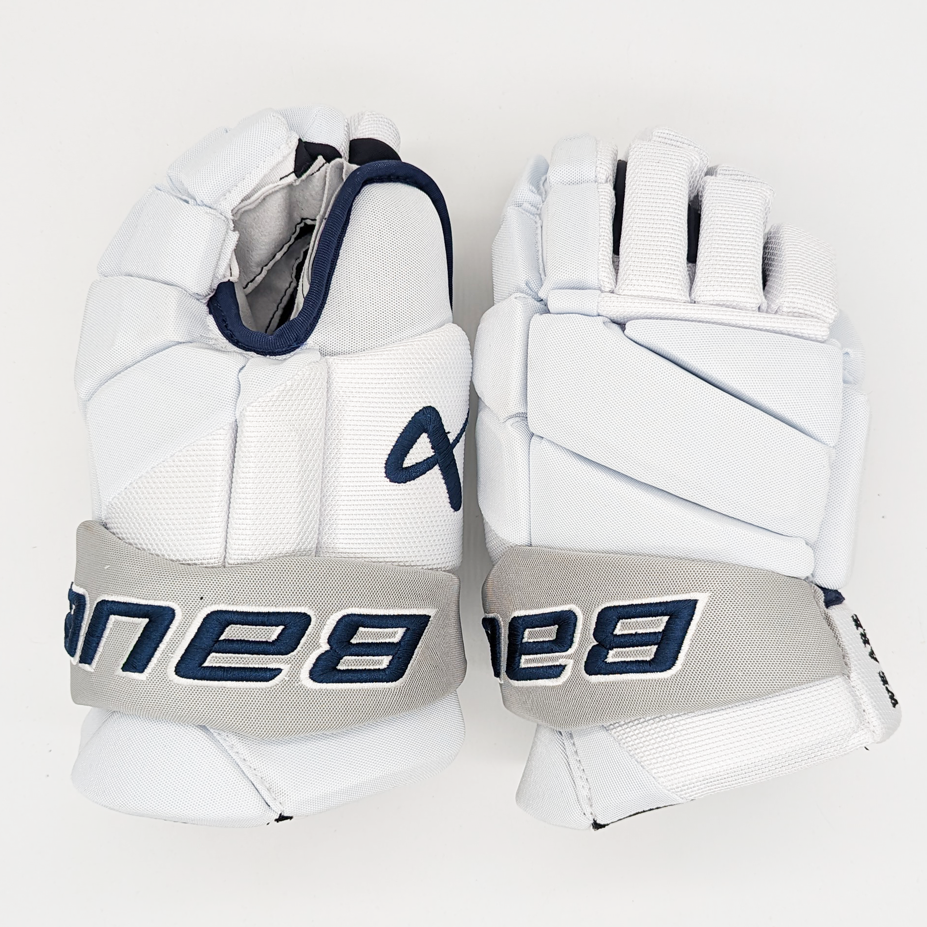 Bauer Vapor Hyperlite - Gants NCAA Pro Stock (blanc/bleu marine)